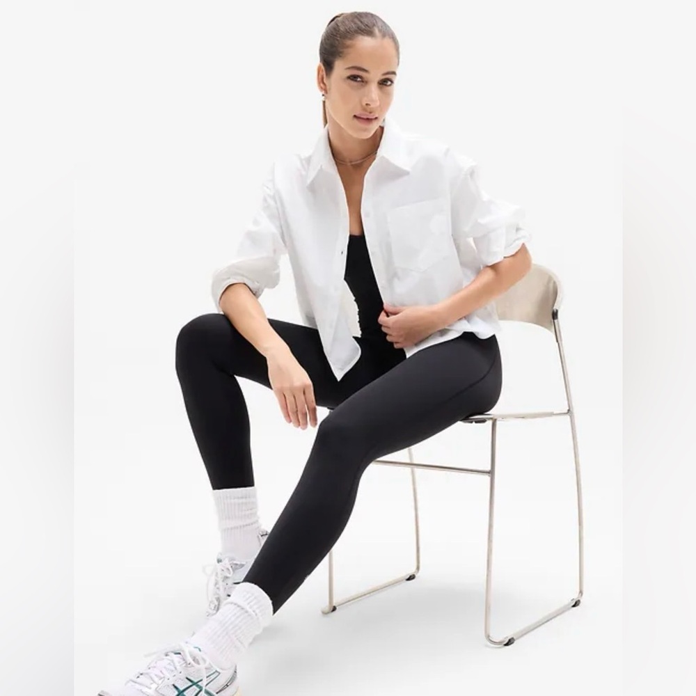 NWT ATHLETA Midday Ultra Cropped Poplin Shirt Jacket - Size Large - Picture 2 of 4